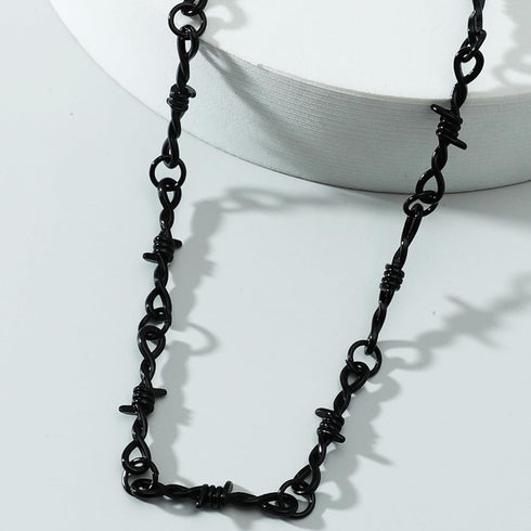 Punk Black Barbed Wire Chain Necklace for Women Men Gothic Spike Taper Choker Necklaces Adjustable Emo Eboy Jewelry Gift...